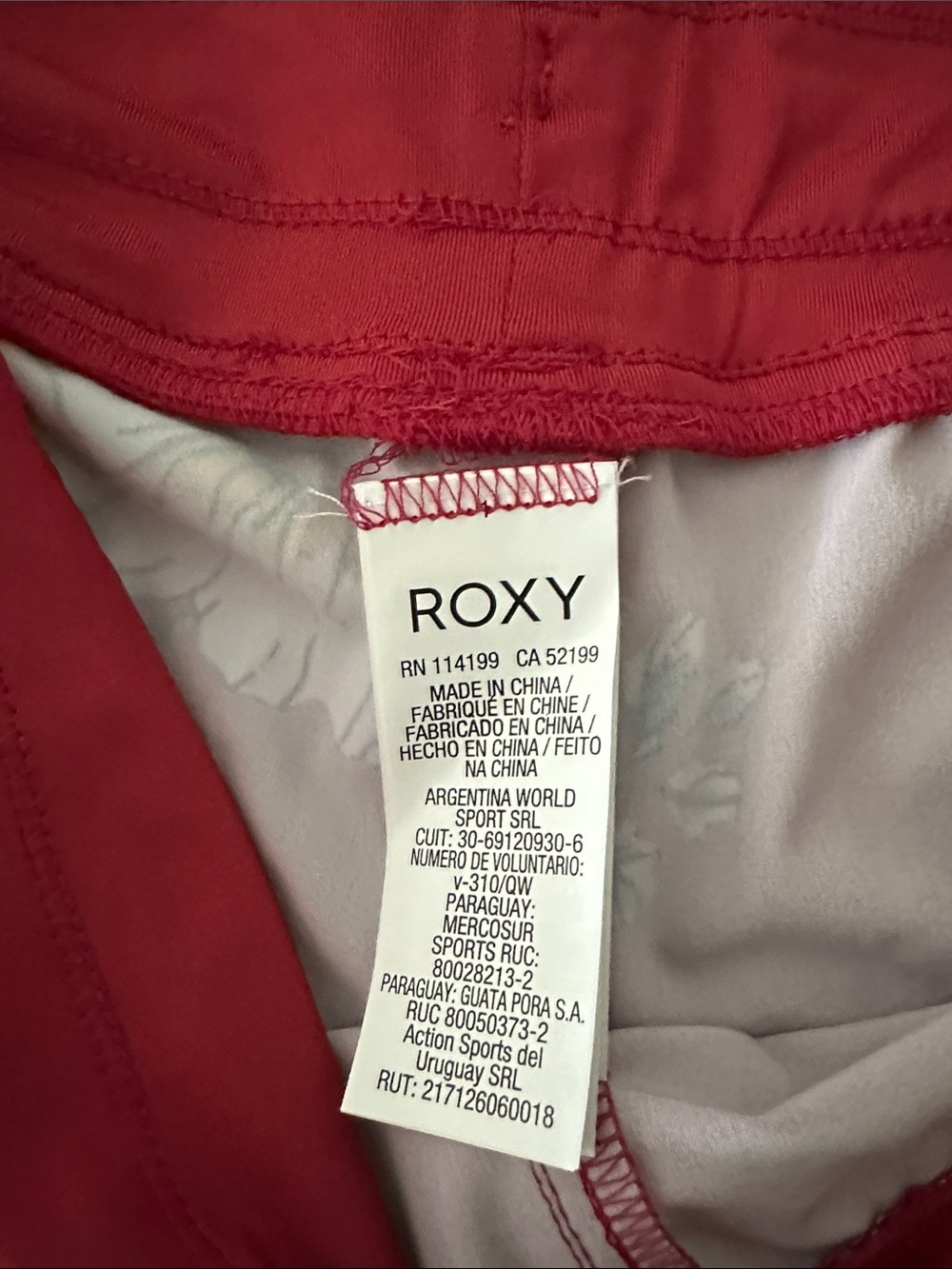Roxy Red Floral Fold-Over Waist Athletic Shorts - Picture 2 of 3